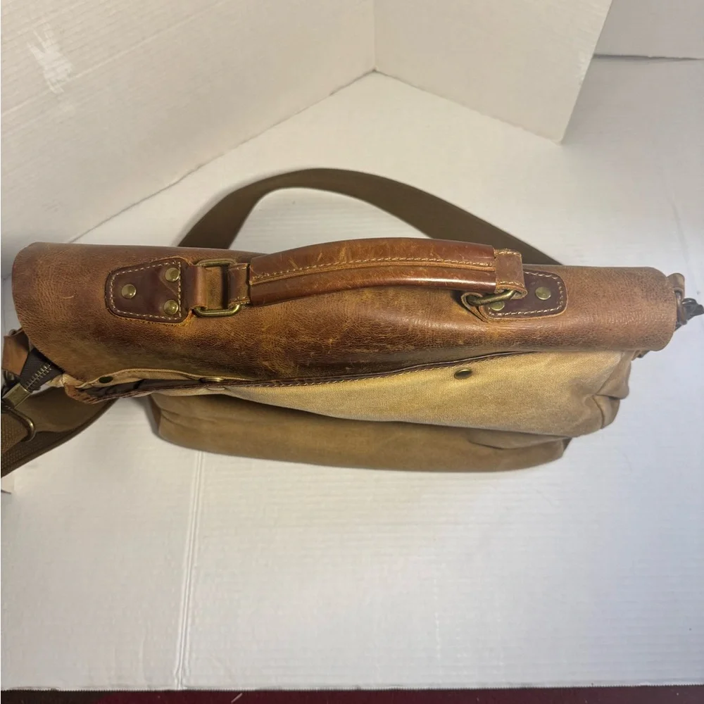 Lifewit Vintage Brown Leather and Canvas Messenger Bag